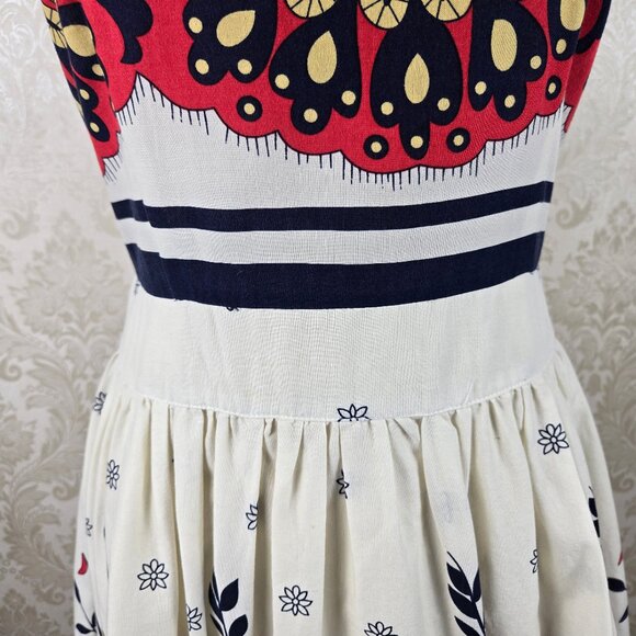 Downeast Basics Size Medium Fit & Flare Floral Dress Cap Sleeve 100% Cotton - Picture 3 of 14